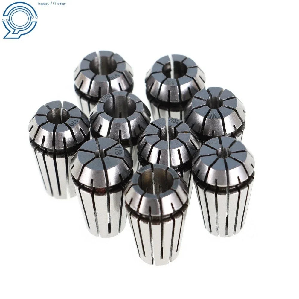 ER16 1/8 - 3/8" Spring Collet Set 9Pcs for CNC Lathe Tool