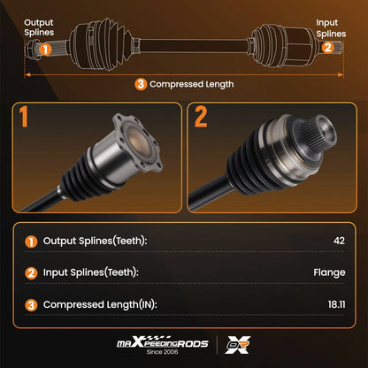 Pair of CV Axle Assemblies for Audi 2012 to 2017