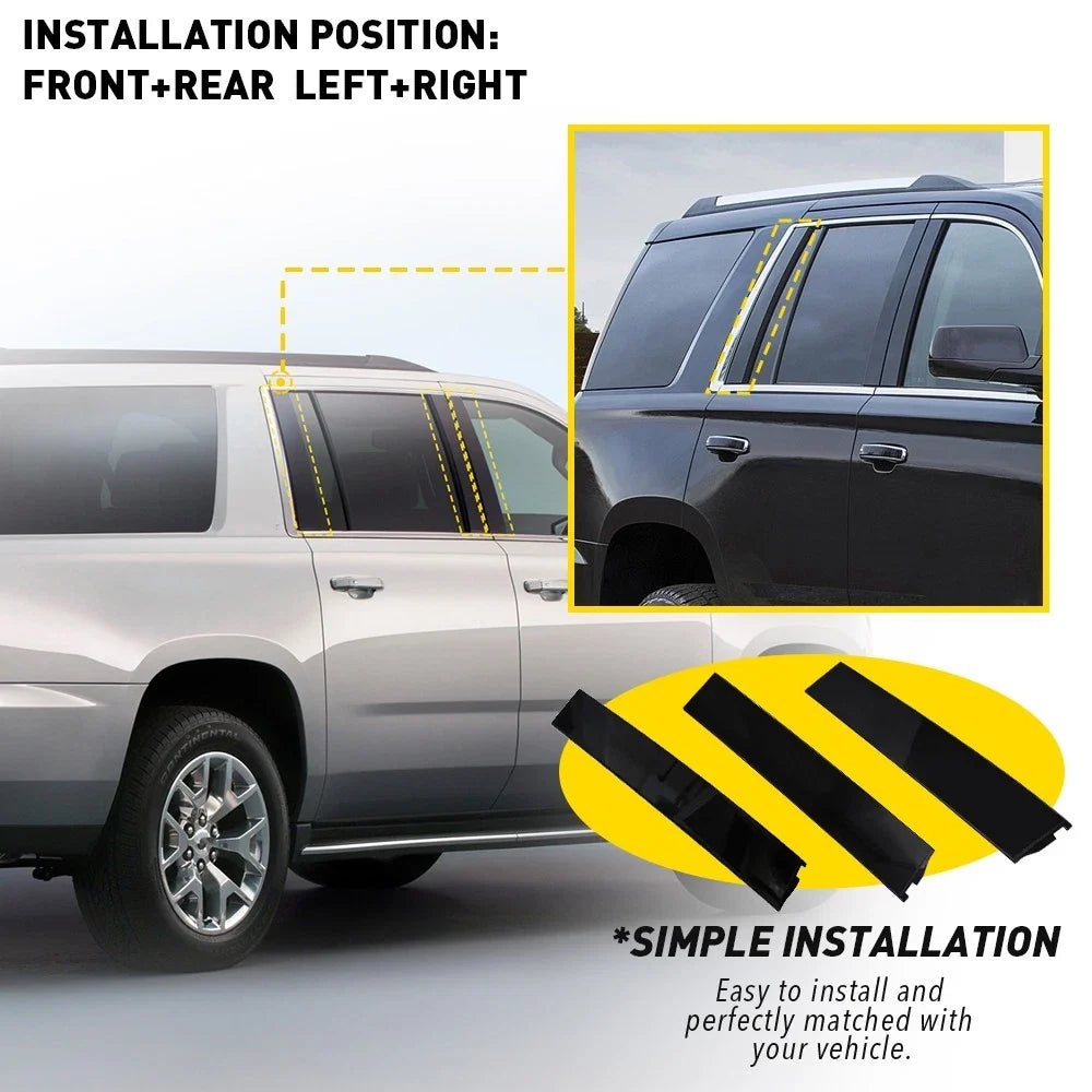 Set of 2 RH LH Door Applique B Pillar Trim for Chevy Tahoe GMC Yukon (2015–2018)