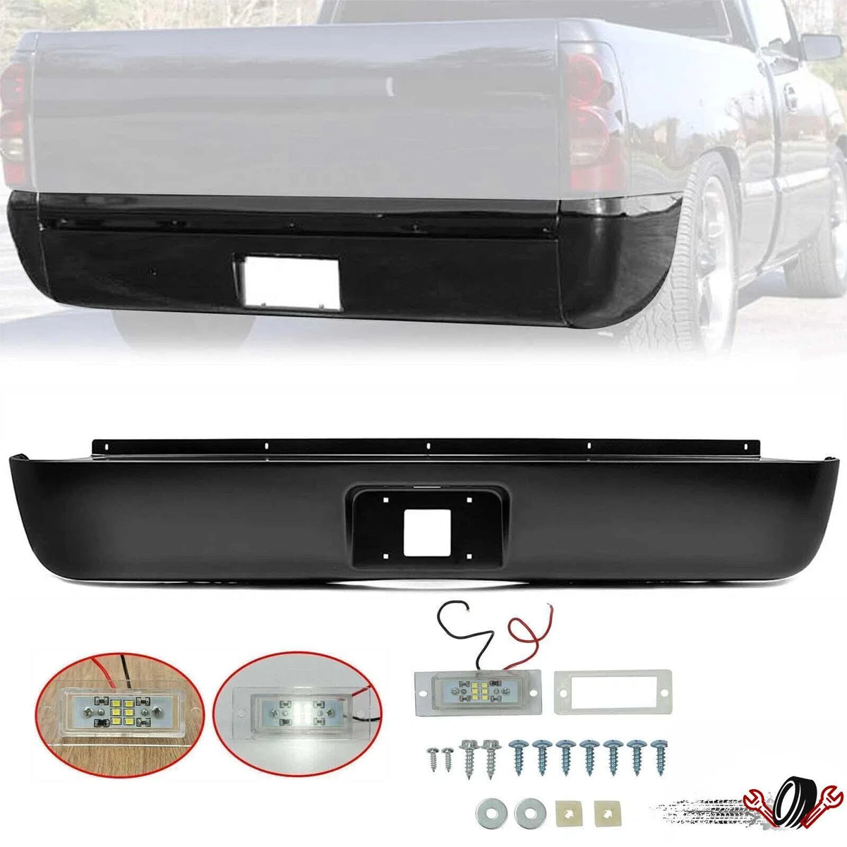 Rear Bumper Roll Pan with LED for Chevy Silverado 1500 (2007–2013)