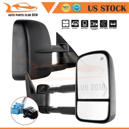 Power Heated Tow Mirrors - Black Arrow Light for Sierra/Silverado 03-07