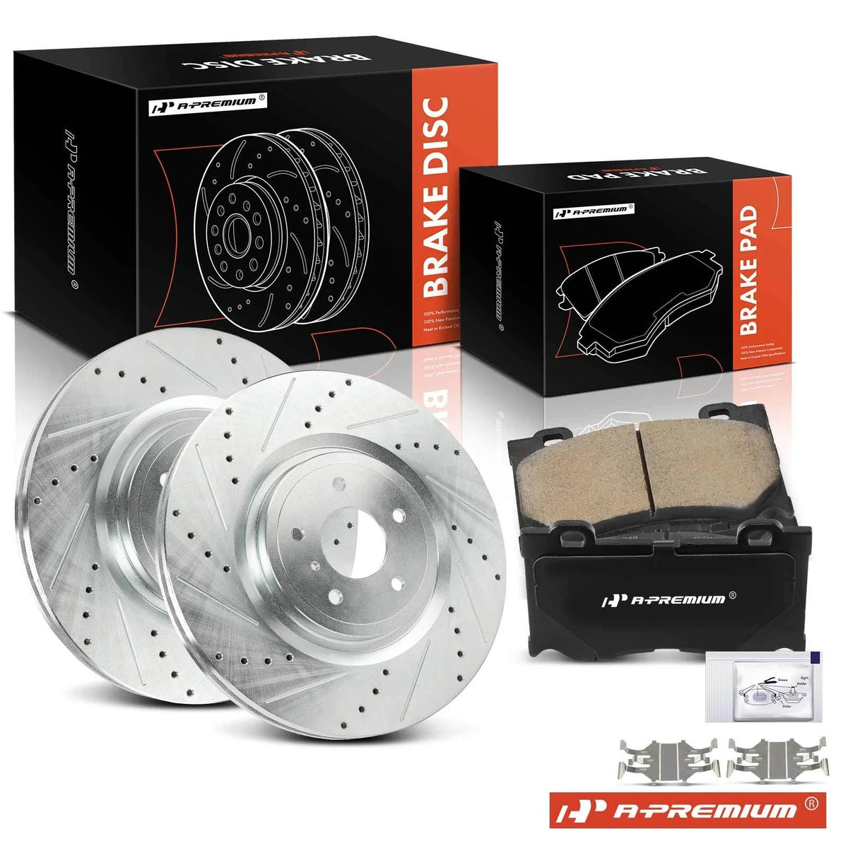 Front Drilled Brake Rotors & Ceramic Pads for Infiniti Q50 (2014–2023)