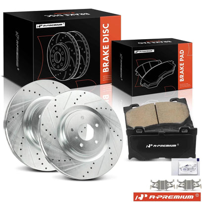 Front Drilled Brake Rotors & Ceramic Pads for Infiniti Q50 (2014–2023)