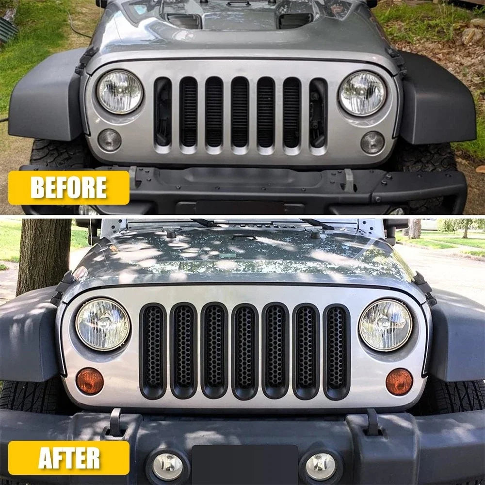 Front Mesh Grille Inserts for Jeep Wrangler JK (2007–2018)
