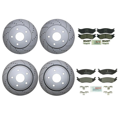 Drilled Rotors and Bosch Semi-Metallic Brake Pad Set for Durango/Ram 2011-2023