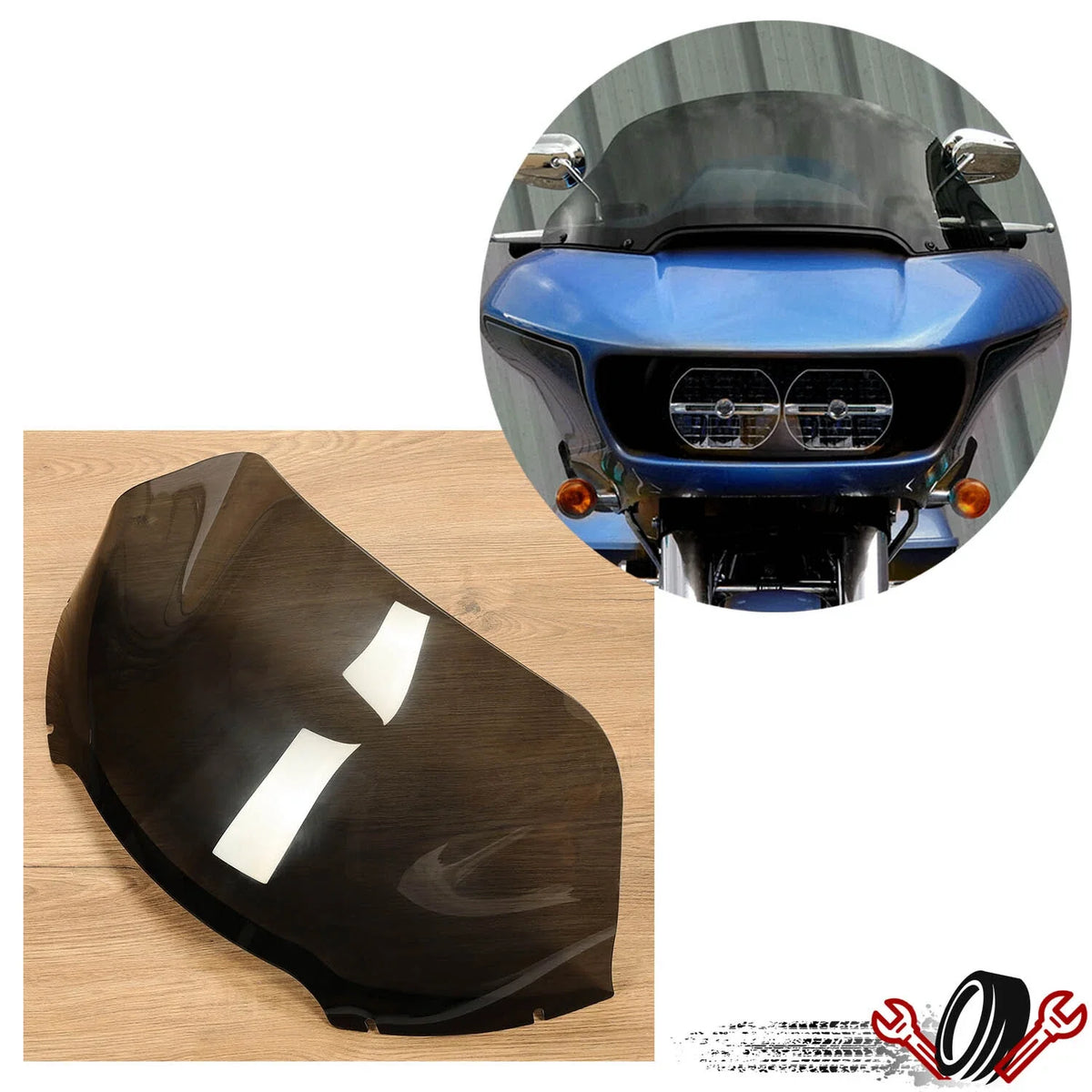 14" Front Wave Windshield Smoke for Harley Road Glide Ultra (2015–UP)