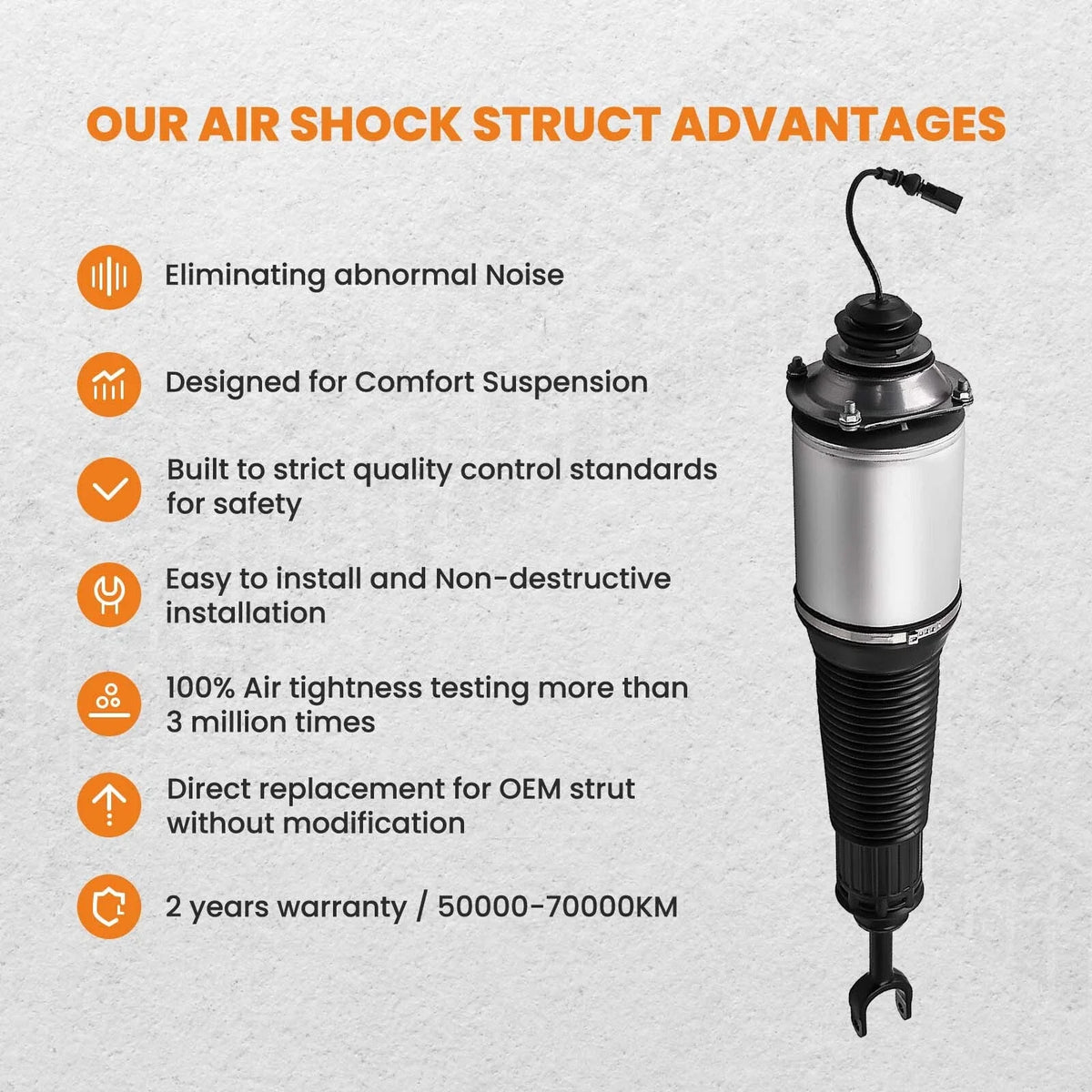Air Absorber Spring Shock Strut Front Left for Audi A8 Quattro S8 (2003–2010) 4E0616039AH