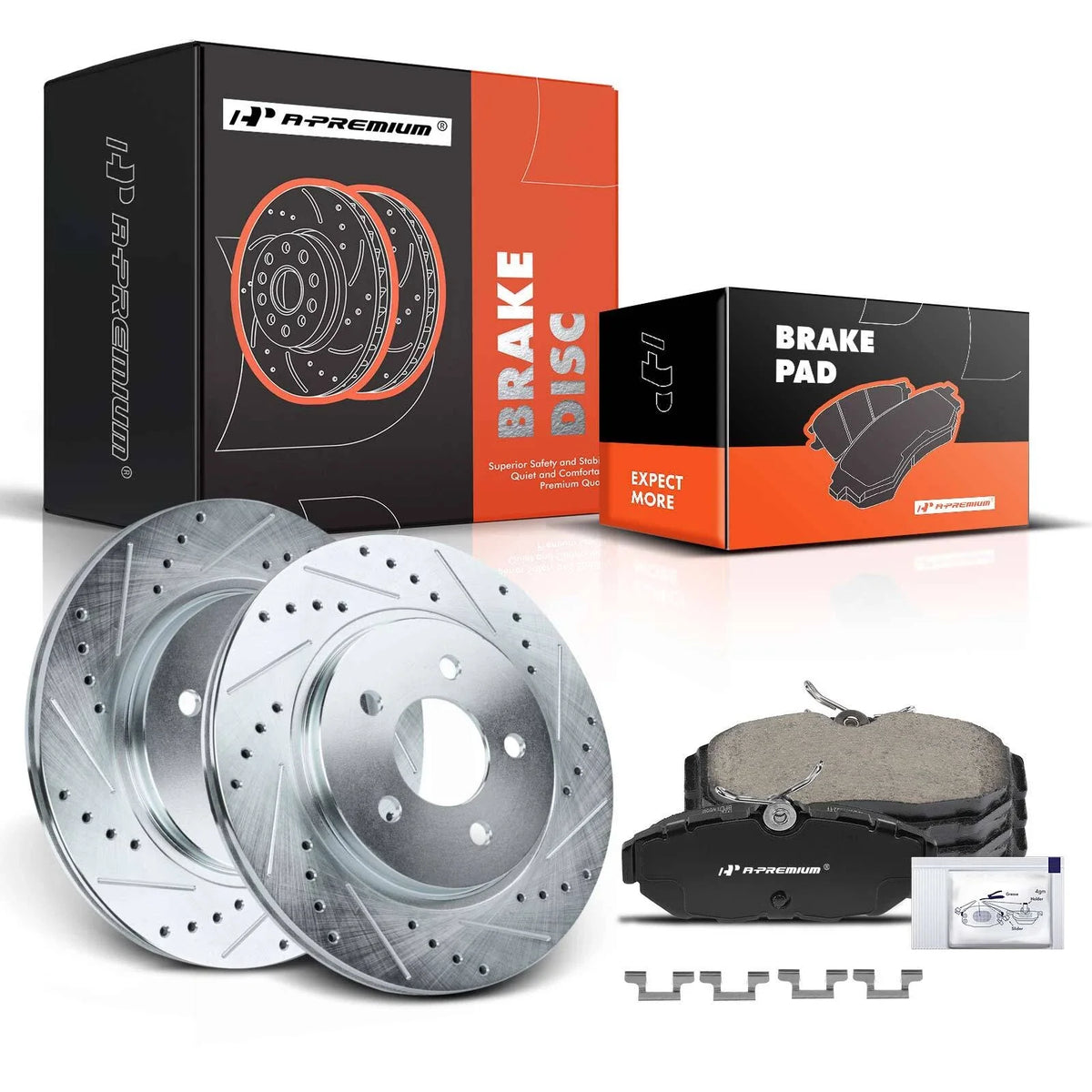 Set of 6 Rear Drilled Brake Rotors & Pads for Ford Mustang (2010–2014)