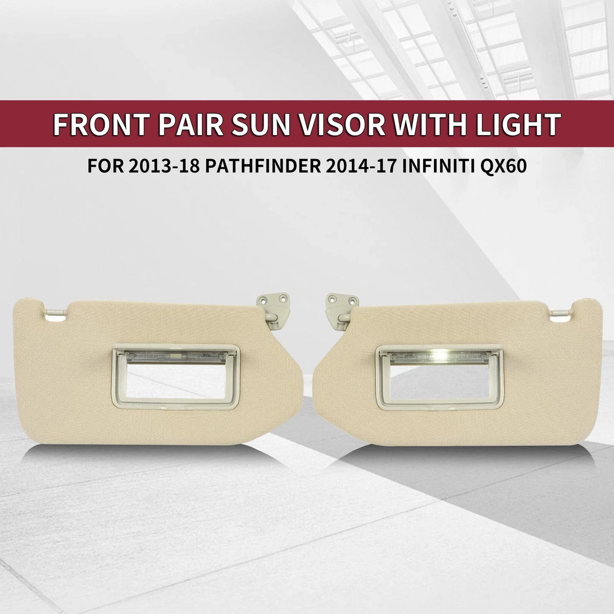 Sun Visor Pair W/Lamp for Pathfinder 2013-2018 & Infiniti QX60 2014-2017