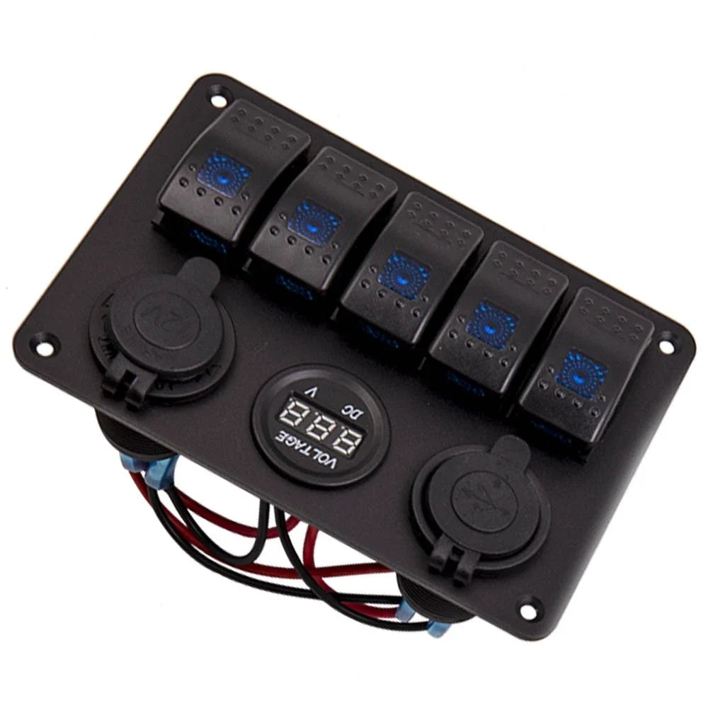 5 Gang Marine Toggle Switch Panel for Cars and Boats