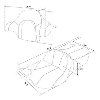 Gel Seat Backrest - Black Gray for Harley Touring 2014-2023