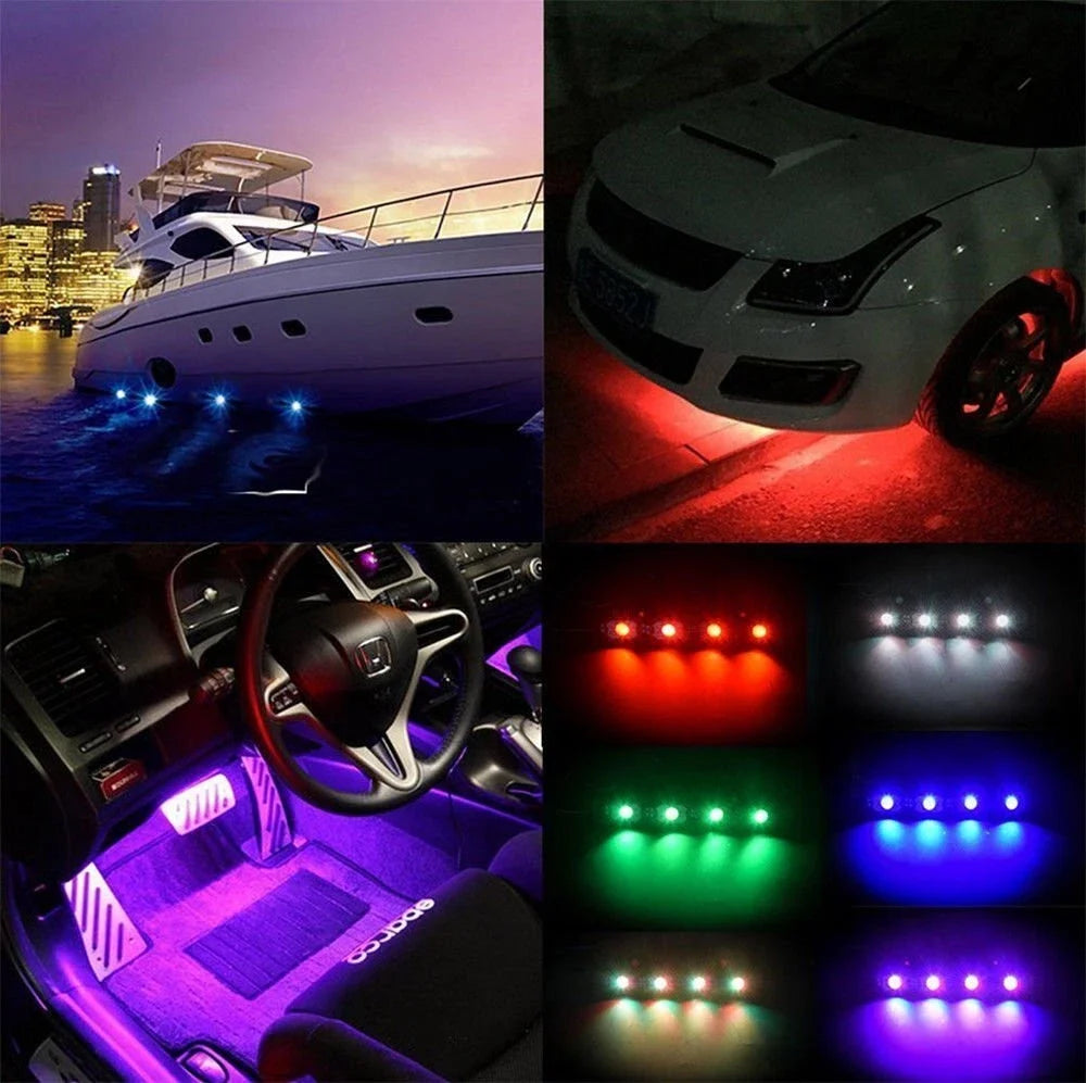 RGB LED Rock Light Set (4 Pods) for Universal Applications - Bluetooth