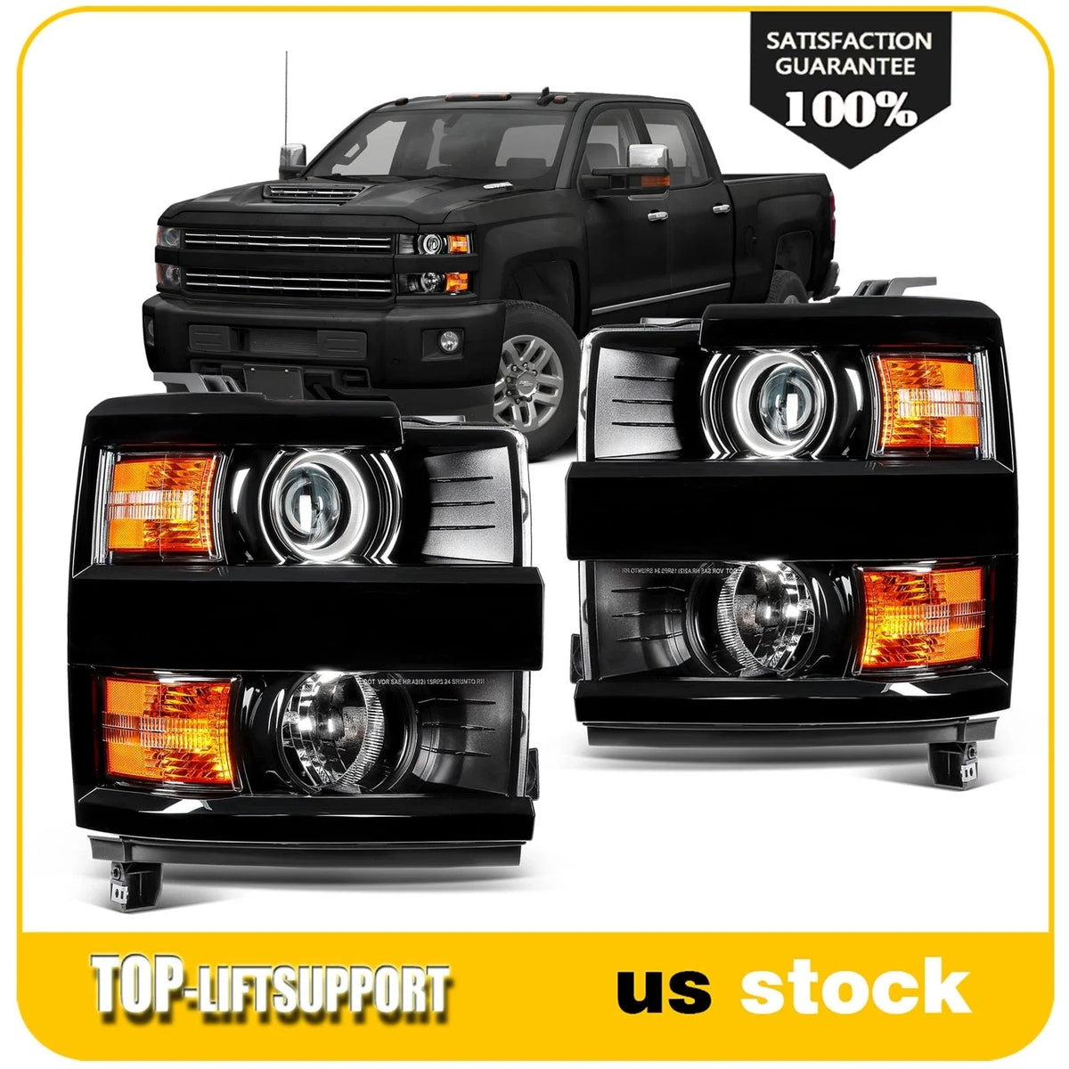 2X Headlights for Chevy Silverado 2500HD 3500HD (2015–2019)