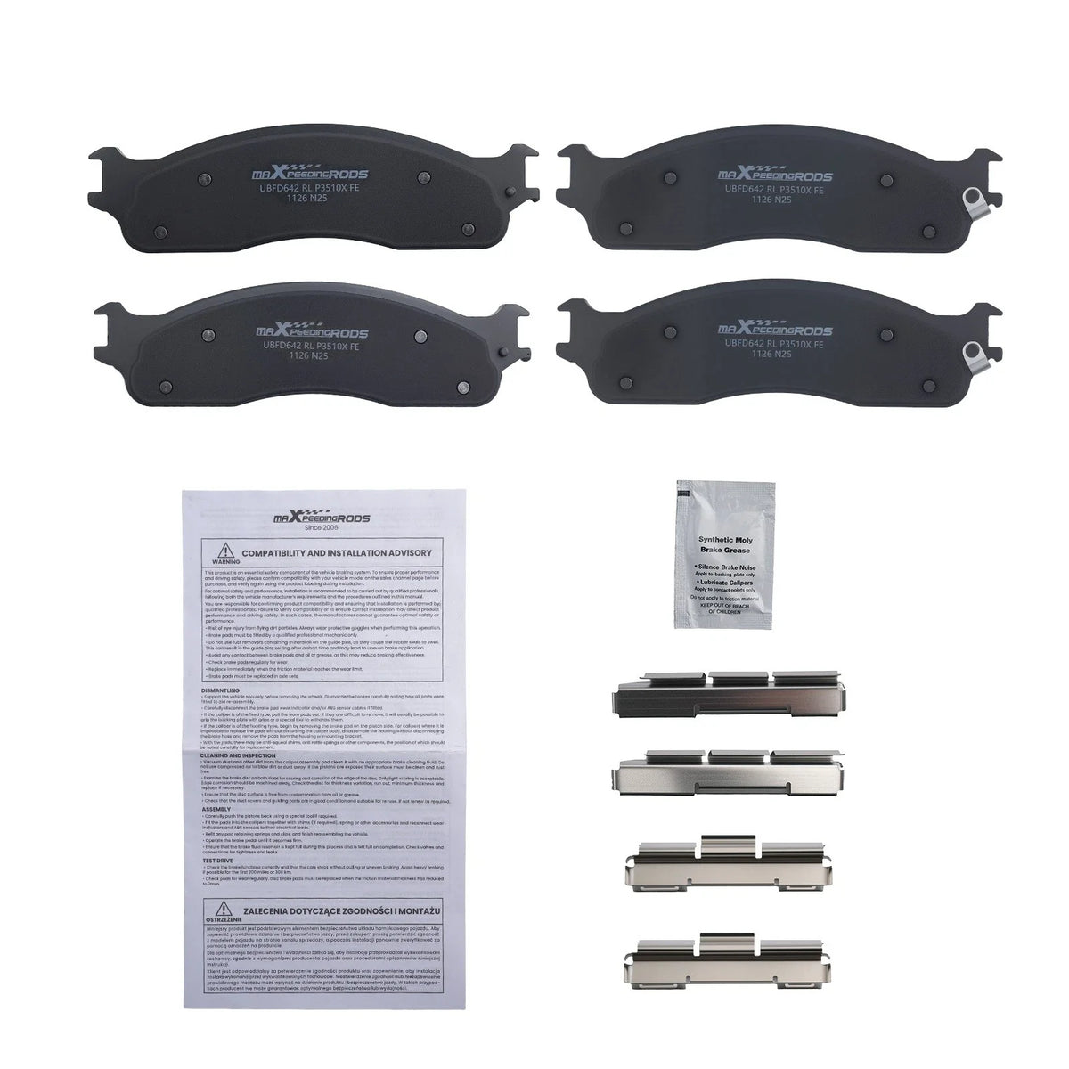 Front Brake Pads Set for Dodge Ram 1500 2006–2008, Ram 2500 3500 2003–2008