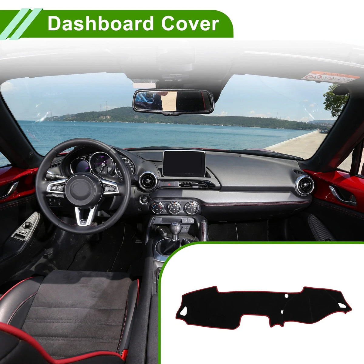 Dash Cover for Mazda MX-5 (2015–2022) Polyester Black with Red Edge