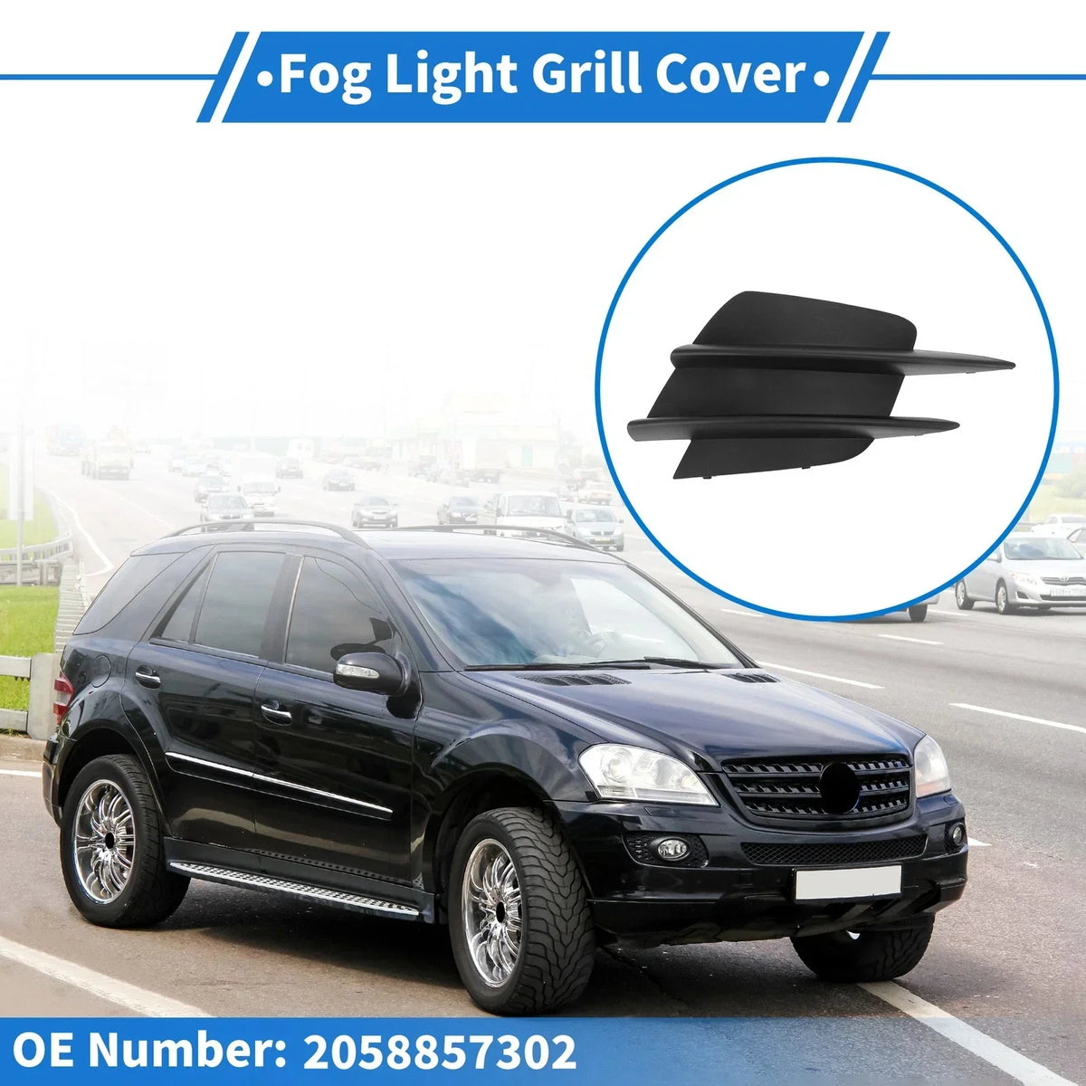Right Front Fog Light Grill for Mercedes-Benz W205 2015-2020