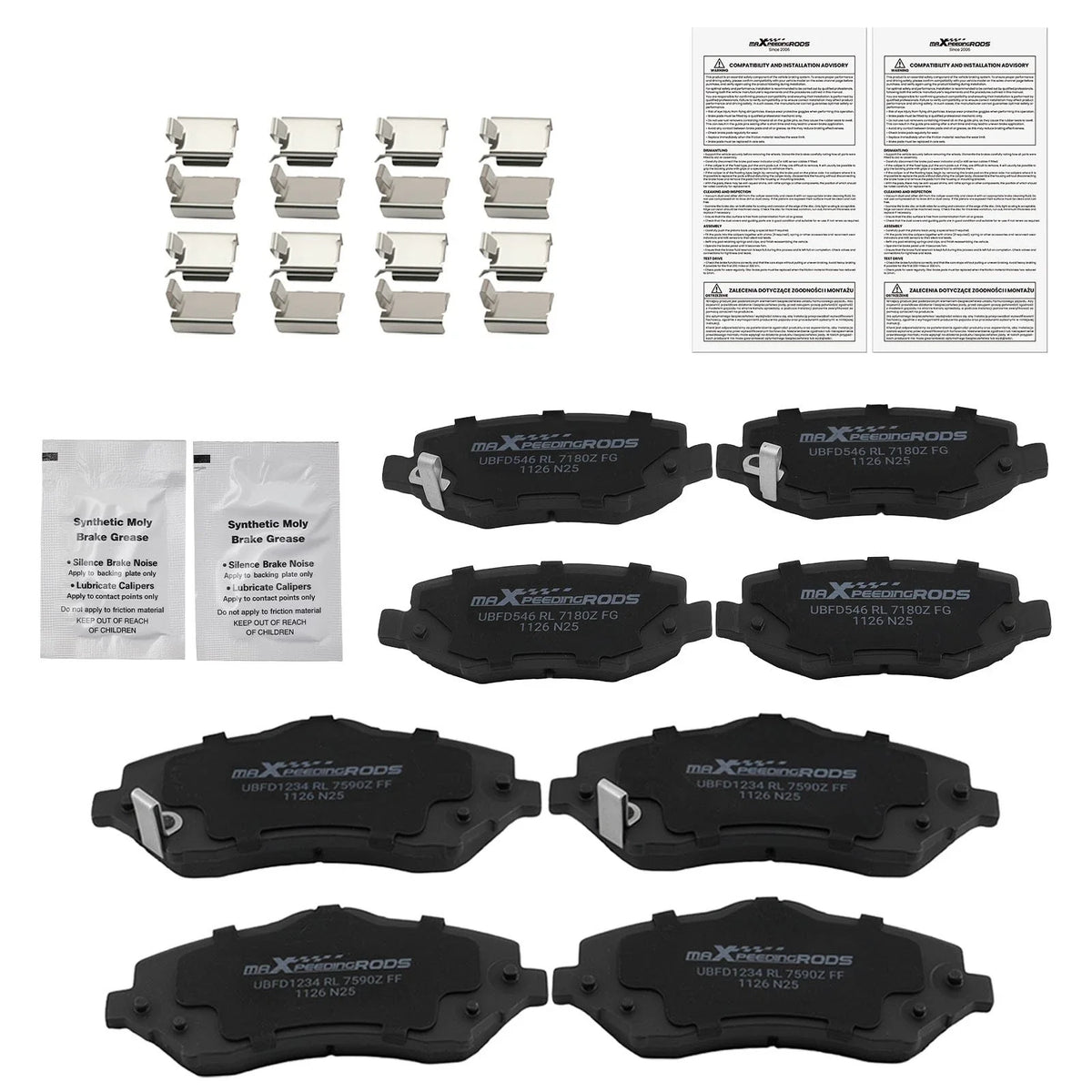 8pcs Ceramic Brake Pads for Jeep Liberty (2008–2012) / Wrangler (2007–2017)