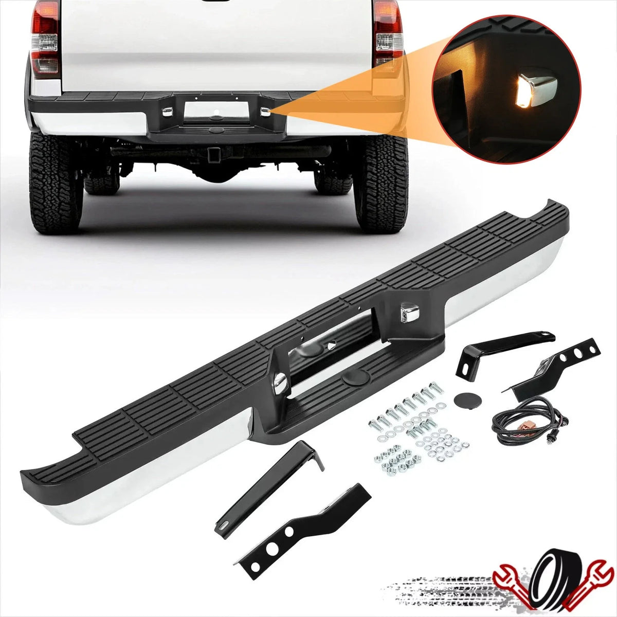 Chrome Steel Rear Step Bumper for Ford Ranger (1993–2011)