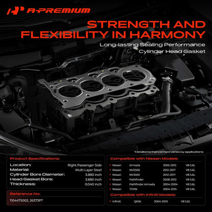 Right Cylinder Head Gasket for Nissan Pathfinder 2008-2012