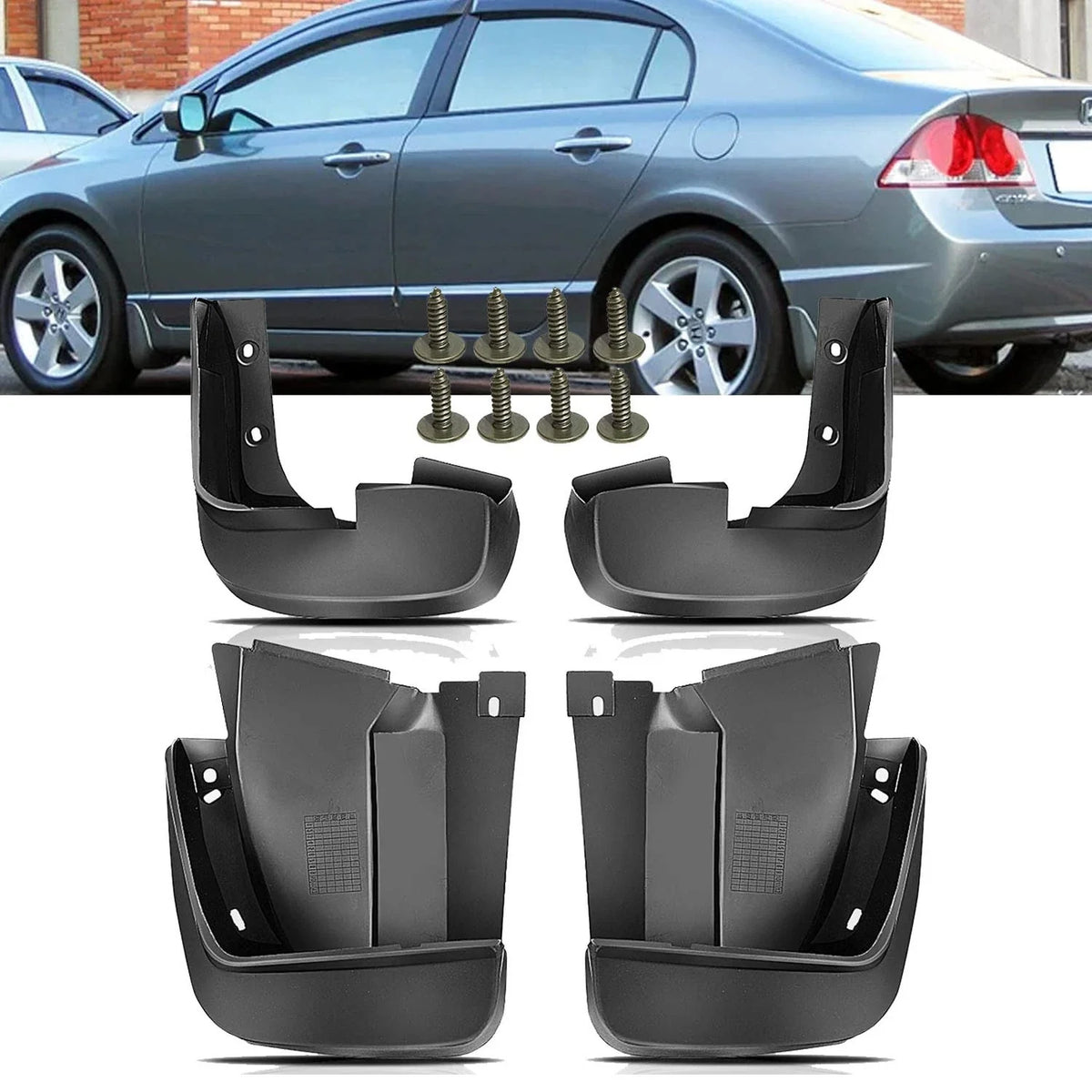 Splash Guards Mud Flaps for 2006–2011 Honda Civic Sedan (Front Rear)