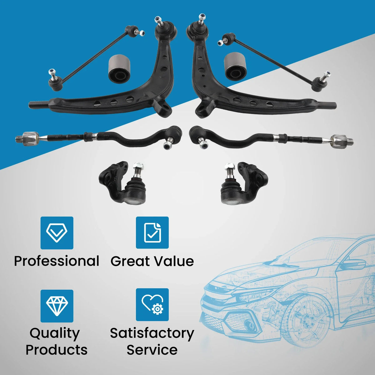 10x Suspension Kit Control Arm Sway Bar for BMW E46 325xi 330xi (2001–2005)
