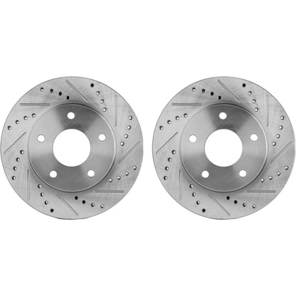 Front Brake Rotor and Pad Set, Cross-Drilled for 4WD Chevrolet S10 1998-2004