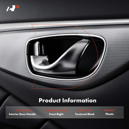 Front Right Door Handle - Black Plastic for Kia Rio (2003-2005)