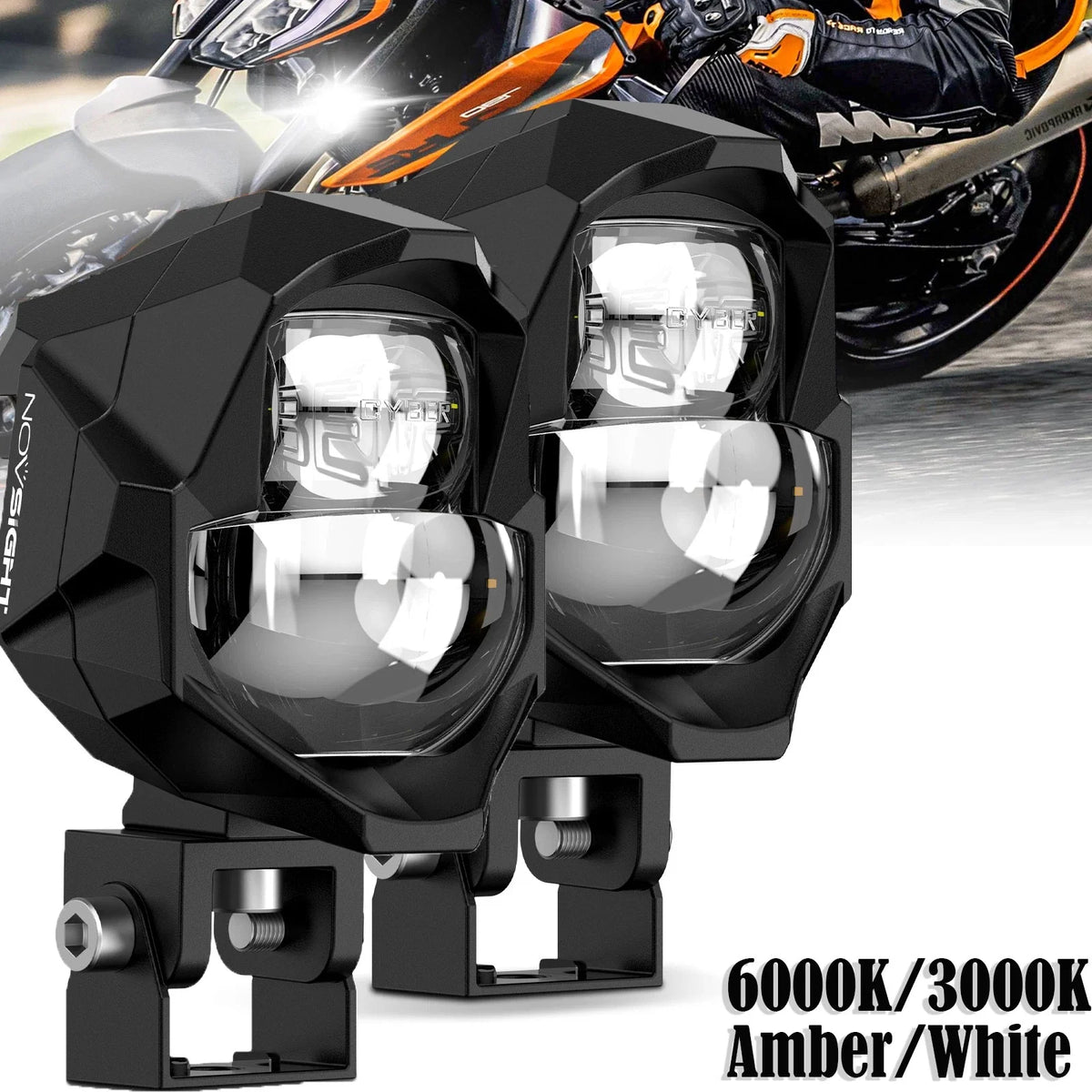 2X Motorcycle LED Spot Lights - Auxiliary Headlights