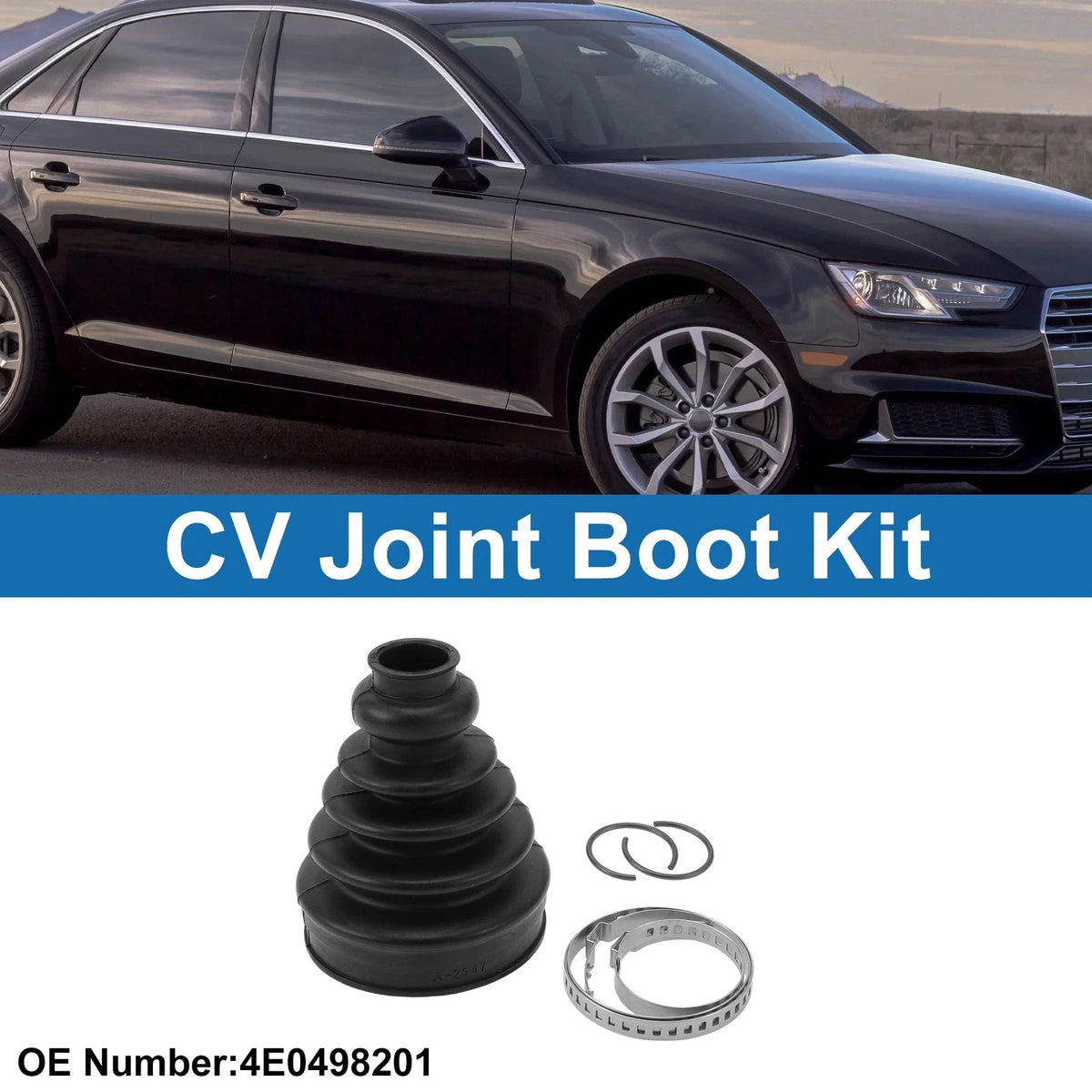 Inner CV Joint Boot Kit w/ Clamps for Audi A4 A6 (2004–2008) 4E0498201