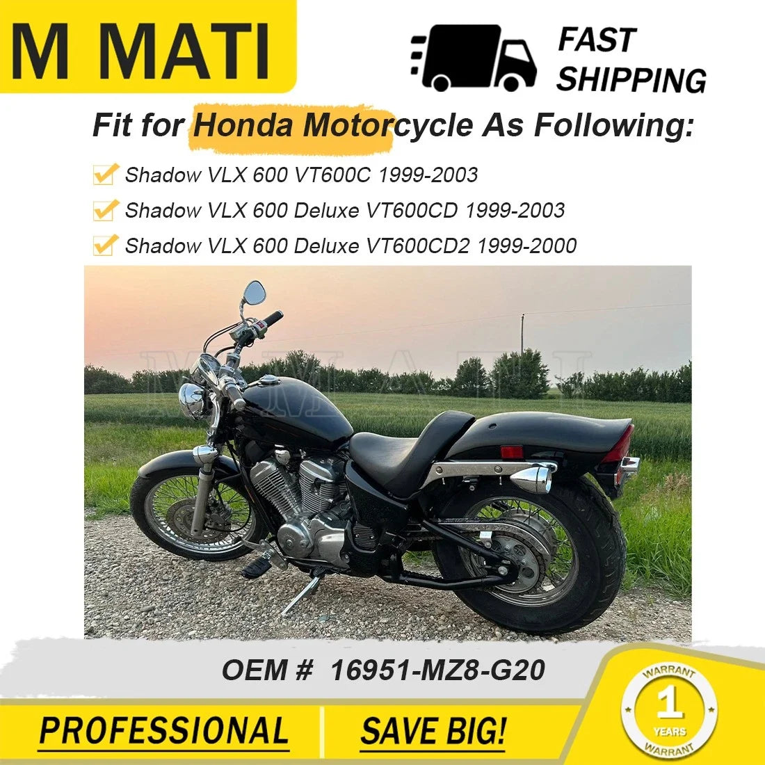 Fuel Tank Hose for Honda Shadow VT600 VLX (1999–2007) 16951-MZ8-G20