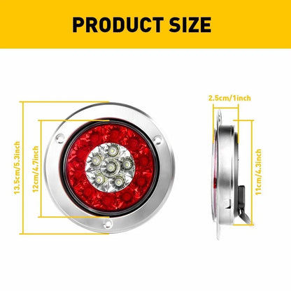 Truck Tail Light Pair (2X) - 4 Inch 16LED Red/White