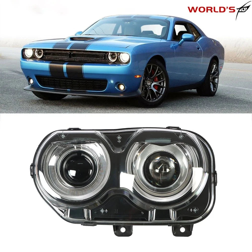 Driver Side Headlight for Dodge Challenger (2015–2018) Black Housing Clear Lens