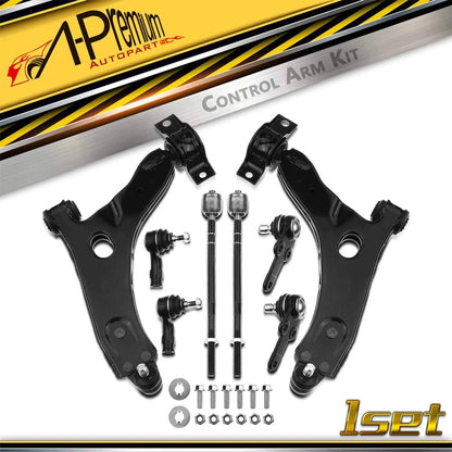 Set of 8 Front Lower Control Arm Ball Joints Tie Rods for Ford Focus (2000–2004)