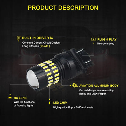 2X 48-SMD 3157 3057 4057 White Backup Reverse LED Lights for Automotive
