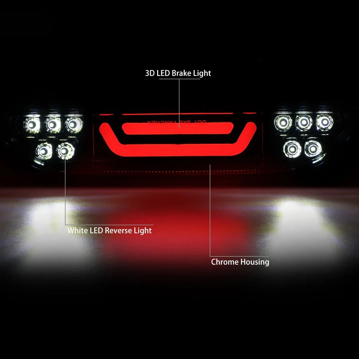LED Bar Lower 3rd Tail Brake Light Reverse Lamp for Ford Mustang (2015–2018)