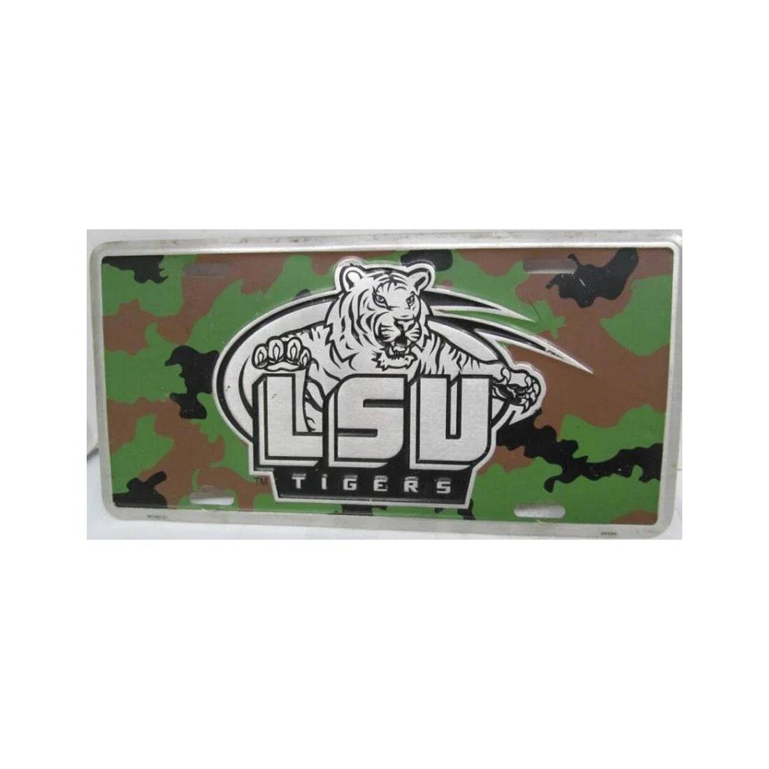 Camo Metal License Plate Tag for LSU Tigers (6" x 12")