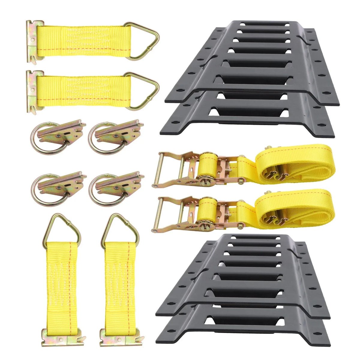 14 Pack E Track Tie Down Rail Kit for Trailers (Flexible, Powder Coated Black)