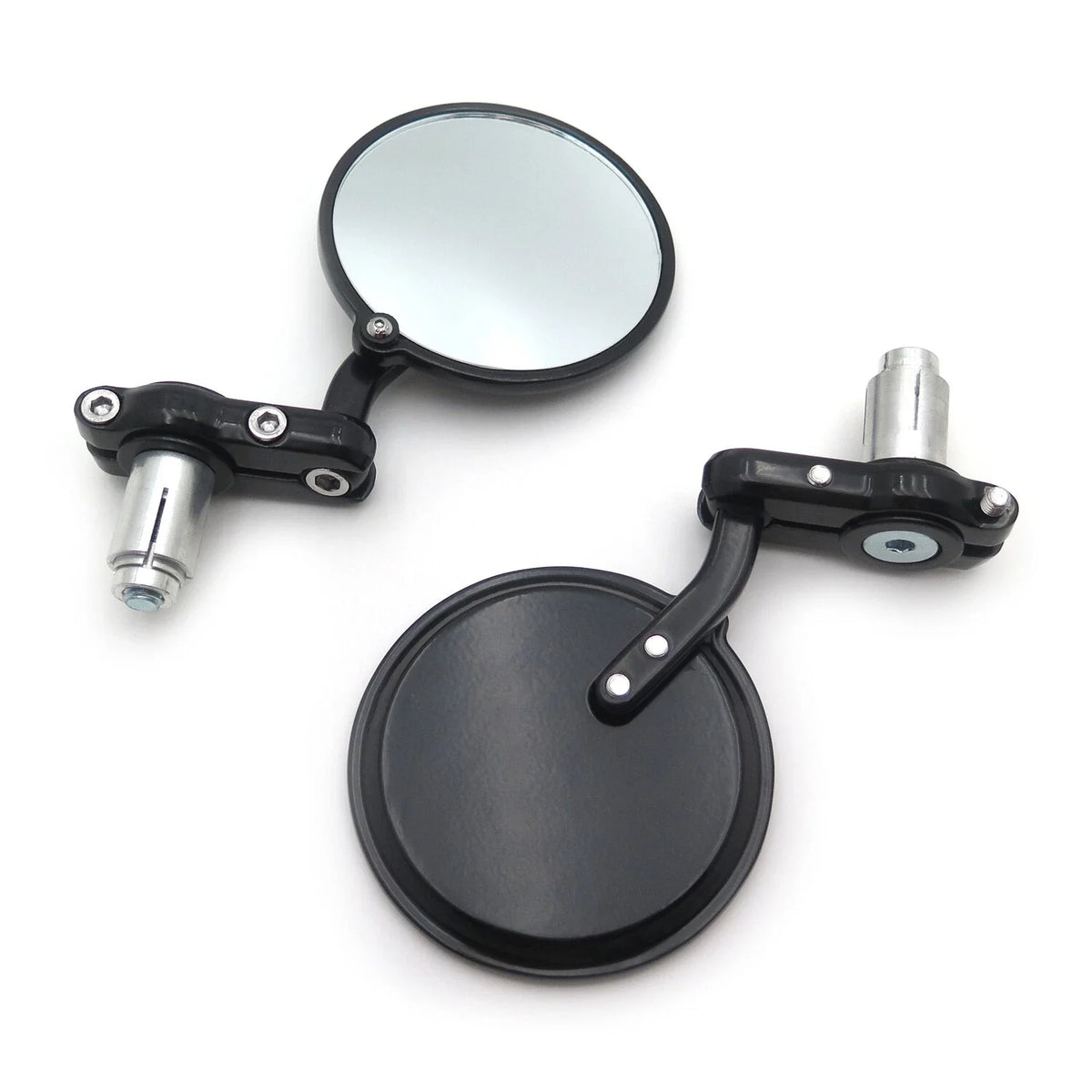 Pair Black Round 7/8" Handle Bar End Side Mirrors for Universal Motorcycles