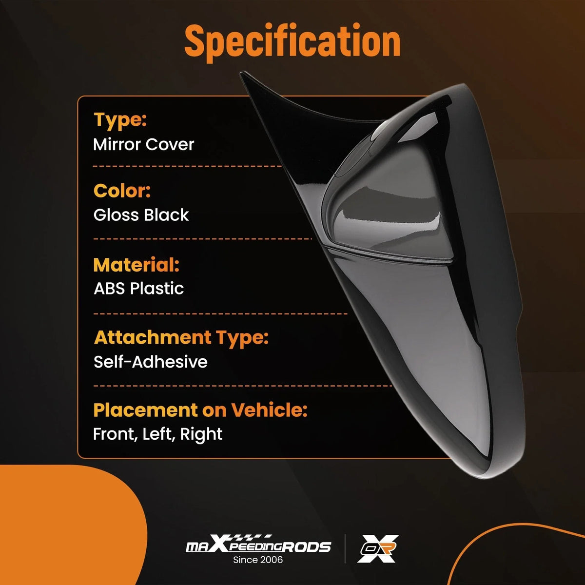 Mirror Shell Covers L+R for Honda Accord 2023 - Black ABS