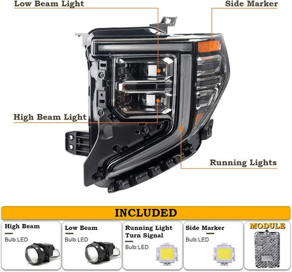 Full LED Headlights Pair for GMC Sierra 1500 (2022–2025)