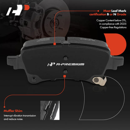 4-Piece Rear Brake Pad Set for Jeep Wrangler JL 2021-2023 with Hardware
