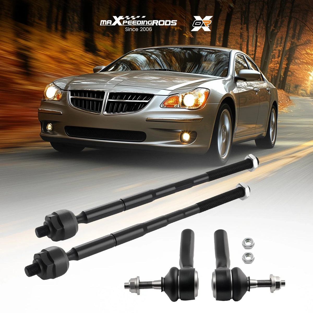 Set of 4 Front Inner Outer Tie Rod Ends for Dodge Journey Sebring (2009–2020)
