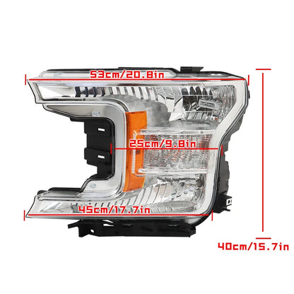 Left Chrome Halogen Headlight for Ford F150 (2018–2020)