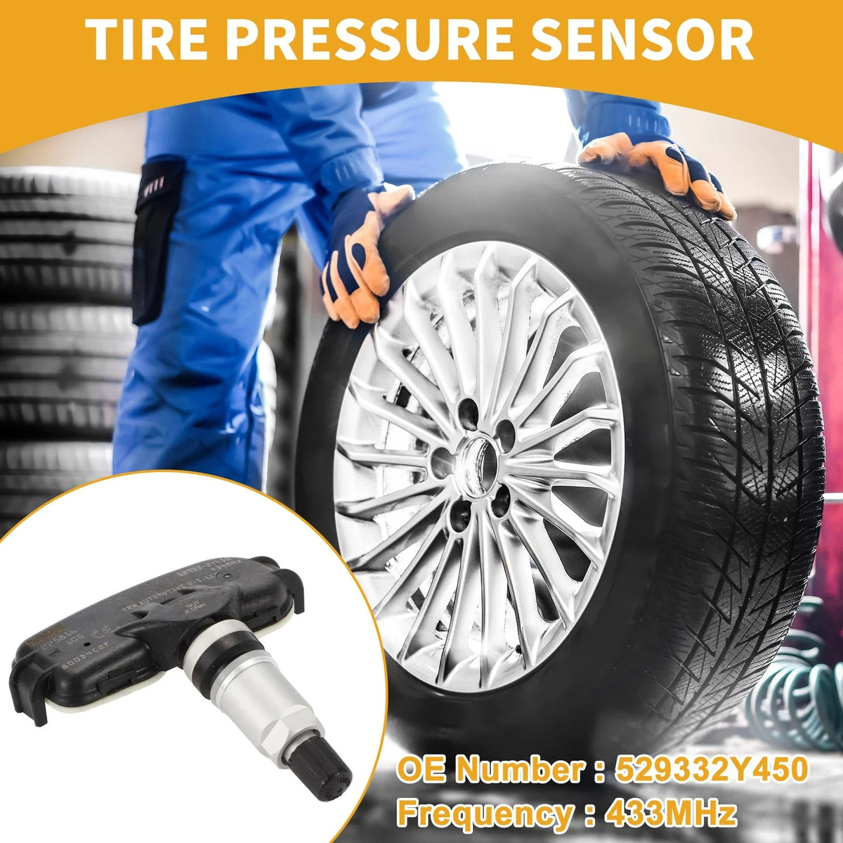 TPMS Tire Pressure Sensor for Kia Rio (2011–2017) No.529332Y450 433MHz