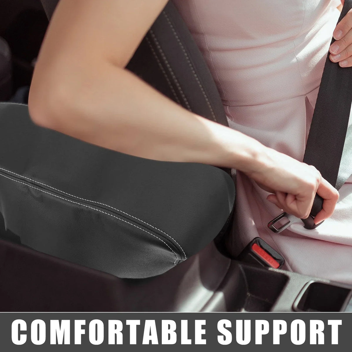 Center Console Armrest Cover Black with Stitches for Dodge Charger 2008-2010