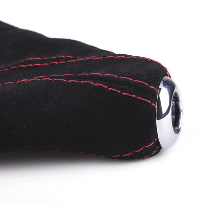 Shift Knob and Boot Cover Set - Black Red Stitched