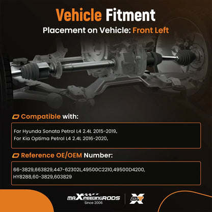 CV Axle Shaft Assembly Front for Kia Optima & Hyundai Sonata 2015-2019