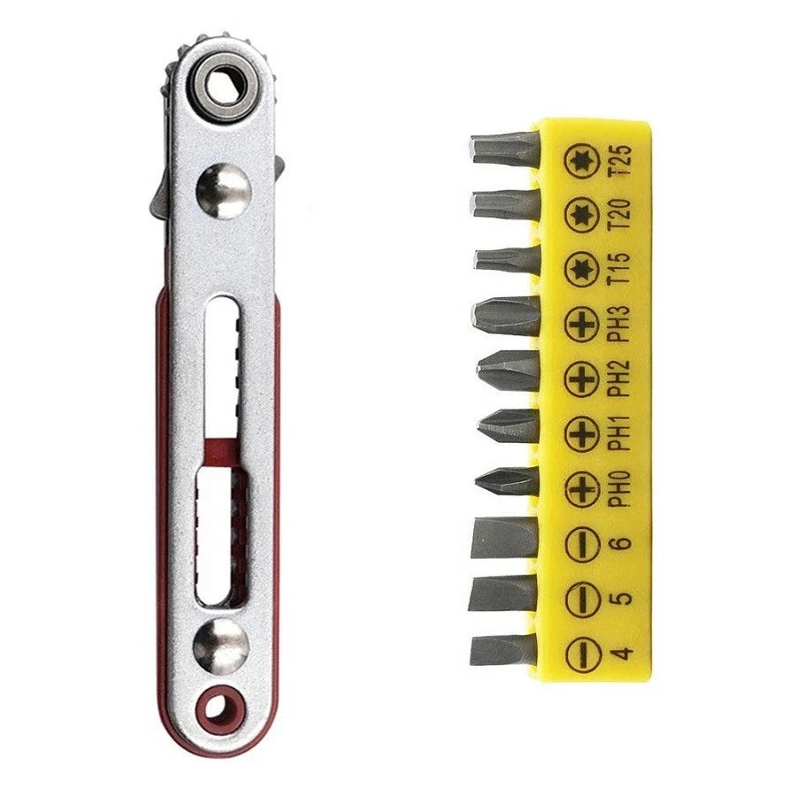 11pcs Set Ratchet Wrench Hand Tools with Bit Set for Automotive Use