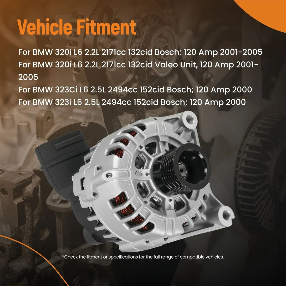 Alternator 120A for BMW 320i 325Ci (2001–2006) 12317510599