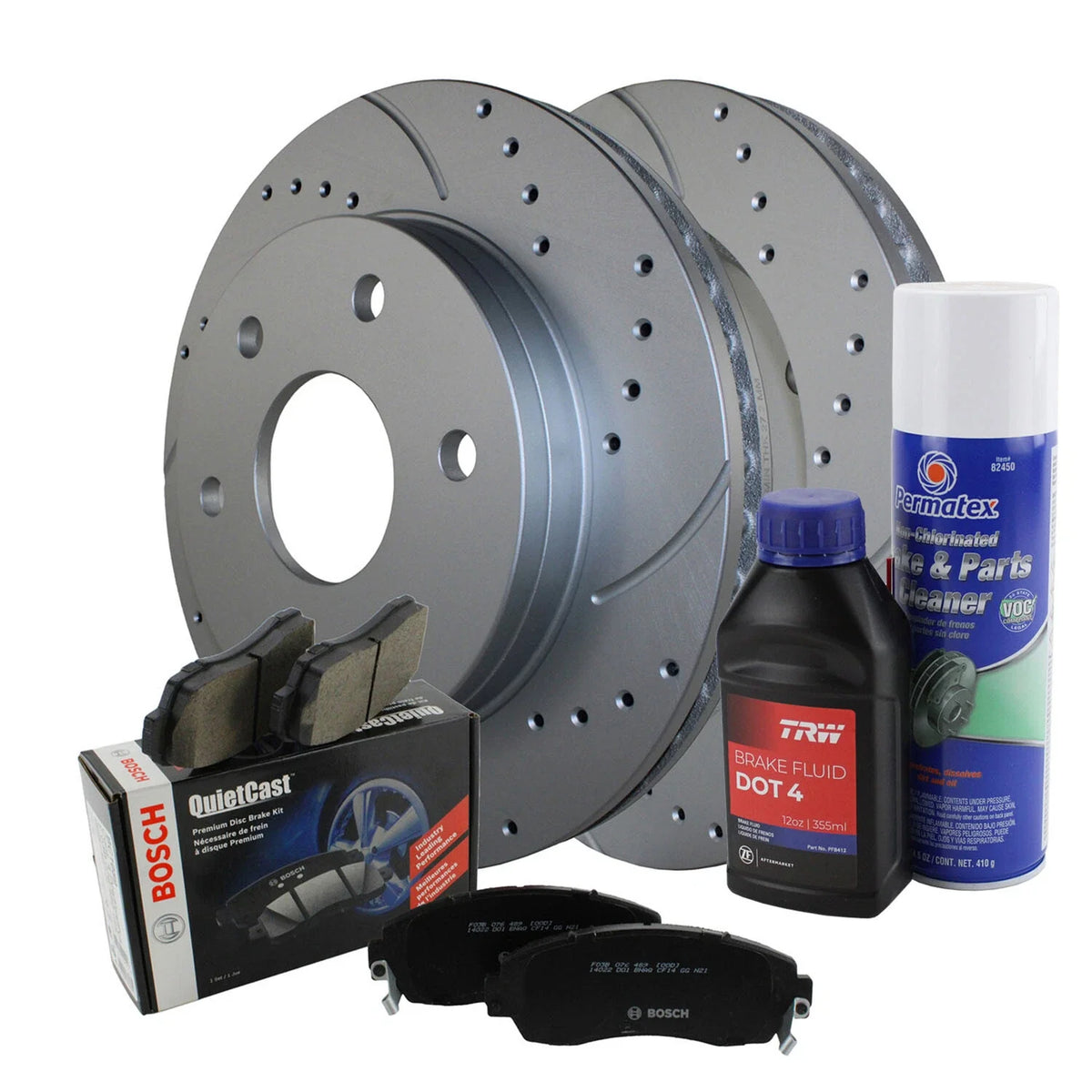 Drilled Rotors & Bosch Ceramic Pads Front Brake Kit for 2007-2013 Silverado